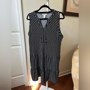 White House Black Market Black and White Polka Dot Midi Dress